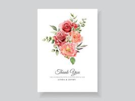 modèle de carte d'invitation de mariage floral magnifique et romantique vecteur