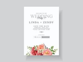 modèle de carte d'invitation de mariage floral magnifique et romantique vecteur