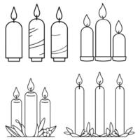 Pâques bougies coloration page. vecteur