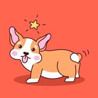 chiot corgi mignon. illustration de dessin animé de vecteur