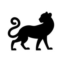 noir silhouette de une léopard panthère sur une blanc Contexte. sauvage animal de le chat famille. vecteur illustration.