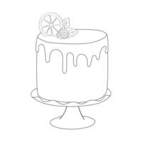une peinte à la main griffonnage gâteau avec une tranche de citron mis sur Haut de il. le gâteau est décoré avec coloré glaçage et arrose, parfait pour une de fête occasion vecteur
