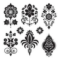vecteur grand ensemble de différent noir fleurs croquis silhouettes motifs griffonnage esquisser pour tatouage vecteur plat