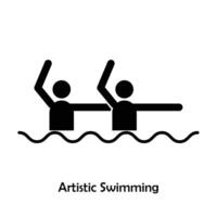 artistique nager plat noir icône vecteur isolé sur blanc Contexte. olympique des sports.