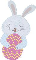 une mignonne lièvre est en portant un Pâques œuf. plat vecteur illustration. Pâques vecteur illustration.
