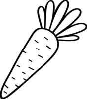vecteur illustration de une carotte. une mûr légume dessiné à la main sur une blanc Contexte. contour dessin. biologique diététique des produits. monochrome dessin. pour menus, Les agriculteurs marché, épicerie, magasin, impression.