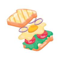 plat style des sandwichs autocollants vecteur