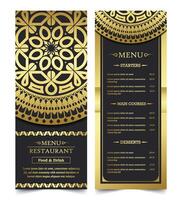 luxe or mandala style restaurant menu vecteur