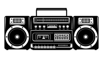 ancien boombox. l'audio cassette joueur silhouette. vecteur clipart isolé sur blanche.