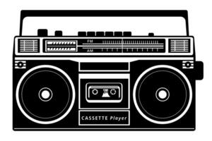 ancien stéréo l'audio cassette joueur silhouette. vecteur clipart isolé sur blanche.