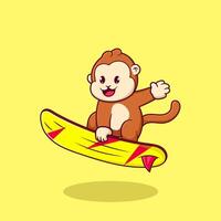 gratuit vecteur mignonne singe en jouant le surf