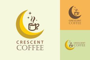 croissant café entreprise logo avec une tasse et une croissant lune vecteur
