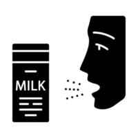 icône de glyphe d'allergie au lait vecteur