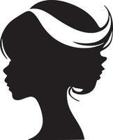 noir vecteur magnifique femme profil silhouette - mode ou beauté illustration