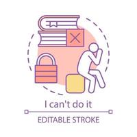 icône de concept de problèmes d'apprentissage. difficultés idée illustration fine ligne. je ne peux pas le faire. essai raté. défi, recherche de solution. apprentissage lourd. dessin de contour isolé de vecteur. trait modifiable vecteur
