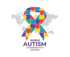monde autisme journée conscience ruban puzzle forme modèle couleurs illustration affiche Contexte conception vecteur