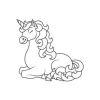 jolie licorne. cheval de fée magique. page de livre de coloriage pour les enfants. style de bande dessinée. illustration vectorielle isolée sur fond blanc. vecteur