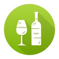 icône de glyphe grandissime vin vert design plat. bouteille et verre à pied classique avec du vin. dégustation de vigne. boisson alcoolisée à base de raisins ou de fruits fermentés. illustration vectorielle vecteur