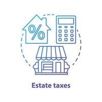 icône de concept bleu de taxes foncières. illustration de fine ligne idée de prélèvement financier. impôt de succession. payer pour cent pour les biens hérités, l'argent et la propriété. frais immobilier. dessin de contour isolé de vecteur