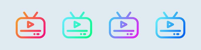 la télé ligne icône dans pente couleurs. télévision panneaux vecteur illustration.