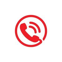 rouge téléphone appel icône isolé sur blanc Contexte vecteur