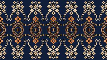 traditionnel ethnique motifs ikat géométrique en tissu modèle traverser point.ikat broderie ethnique Oriental pixel marine bleu Contexte. abstrait, vecteur, illustration. texture, écharpe, décoration, papier peint. vecteur