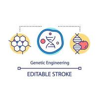 icône de concept de génie génétique. modification du génome. technologie de l'ADN recombinant. organisme transgénique. illustration de fine ligne idée de bio-ingénierie. dessin de contour isolé de vecteur. trait modifiable vecteur