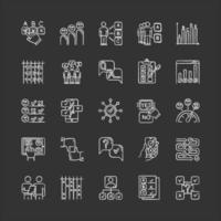 ensemble d'icônes de craie d'enquête. question et réponse. sondage social. enquête de groupe. entretien. rétroaction positive, négative. choisissez plusieurs options. analyse statistique. illustrations de tableau de vecteur isolé