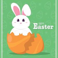 content Pâques carte mignonne lapin dans Pâques Oeuf vecteur illustration