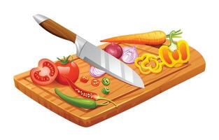 nourriture Ingrédients avec couteau sur Coupe planche. vecteur illustration isolé sur blanc Contexte