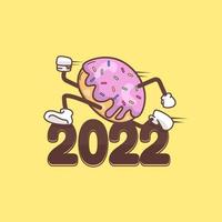 dessin animé mignon de gâteau dans le style courant vers 2022 vecteur