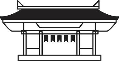 main tiré Japonais et chinois style pavillons ou pagodes dans plat style vecteur