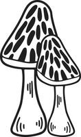 main tiré champignons ou toxique champignons dans plat style vecteur