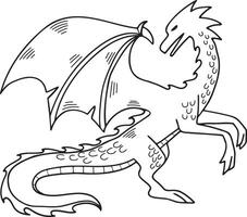 main tiré dragon personnage dans plat style vecteur