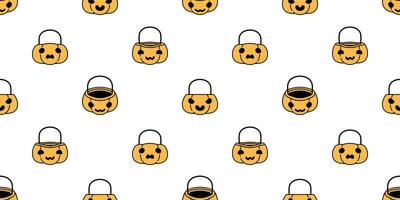 citrouille Halloween sans couture modèle bonbons panier vecteur écharpe isolé dessin animé fantôme tuile Contexte répéter fond d'écran illustration icône symbole griffonnage conception