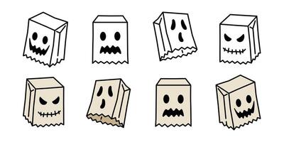 fantôme vecteur effrayant icône Halloween papier sac logo symbole dessin animé personnage mal griffonnage illustration conception