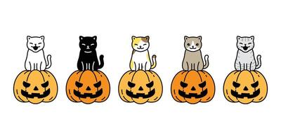 chat vecteur citrouille Halloween icône chaton race calicot logo symbole dessin animé personnage illustration fantôme griffonnage conception