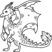 main tiré dragon personnage dans plat style vecteur