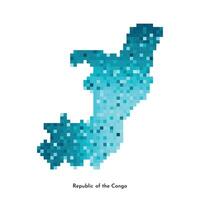 vecteur isolé géométrique illustration avec simplifié glacé bleu silhouette de république de le Congo carte. pixel art style pour nft modèle. à pois logo avec pente texture pour conception