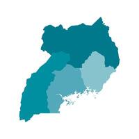vecteur isolé illustration de simplifié administratif carte de Ouganda. les frontières de le Régions. coloré bleu kaki silhouettes.