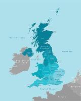 vecteur isolé illustration avec pente bleu simplifié carte forme de uni Royaume de génial Bretagne et nord Irlande, Royaume-Uni. polygonal géométrique style. blanc Contexte.
