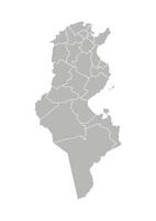 vecteur isolé illustration de simplifié administratif carte de Tunisie. les frontières de le gouvernorats, Régions. gris silhouettes. blanc contour