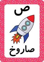 imprimable arabe alphabet lettre flashcard. apprentissage le arabe langue. bouche dessin animé. vecteur