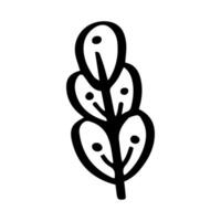 Facile griffonnage feuille fleur, noir et blanc encre stylo dessin. vecteur