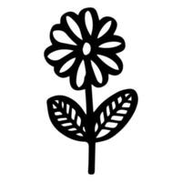 Facile griffonnage fleur, noir et blanc encre stylo dessin. vecteur