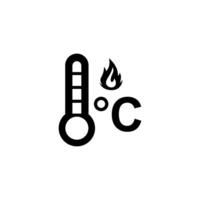 une noir et blanc image de une thermomètre et une flamme vecteur
