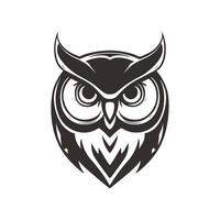 un hibou tête logo avec une noir et blanc Contexte vecteur