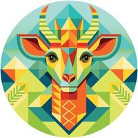 de face vue de africain masque en forme de comme une girafe tête dans géométrique style avec chaud couleurs vecteur