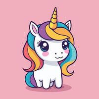 mignonne kawaii Licorne illustration coloré vecteur art pour les enfants