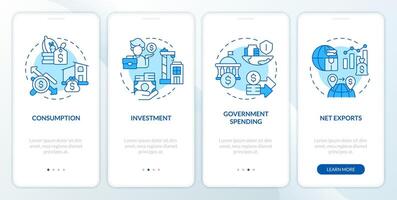 socio-économique financier déclarations bleu l'intégration mobile app filtrer. procédure pas à pas 4 pas modifiable graphique instructions avec linéaire concepts. interface utilisateur, ux, gui modèle vecteur